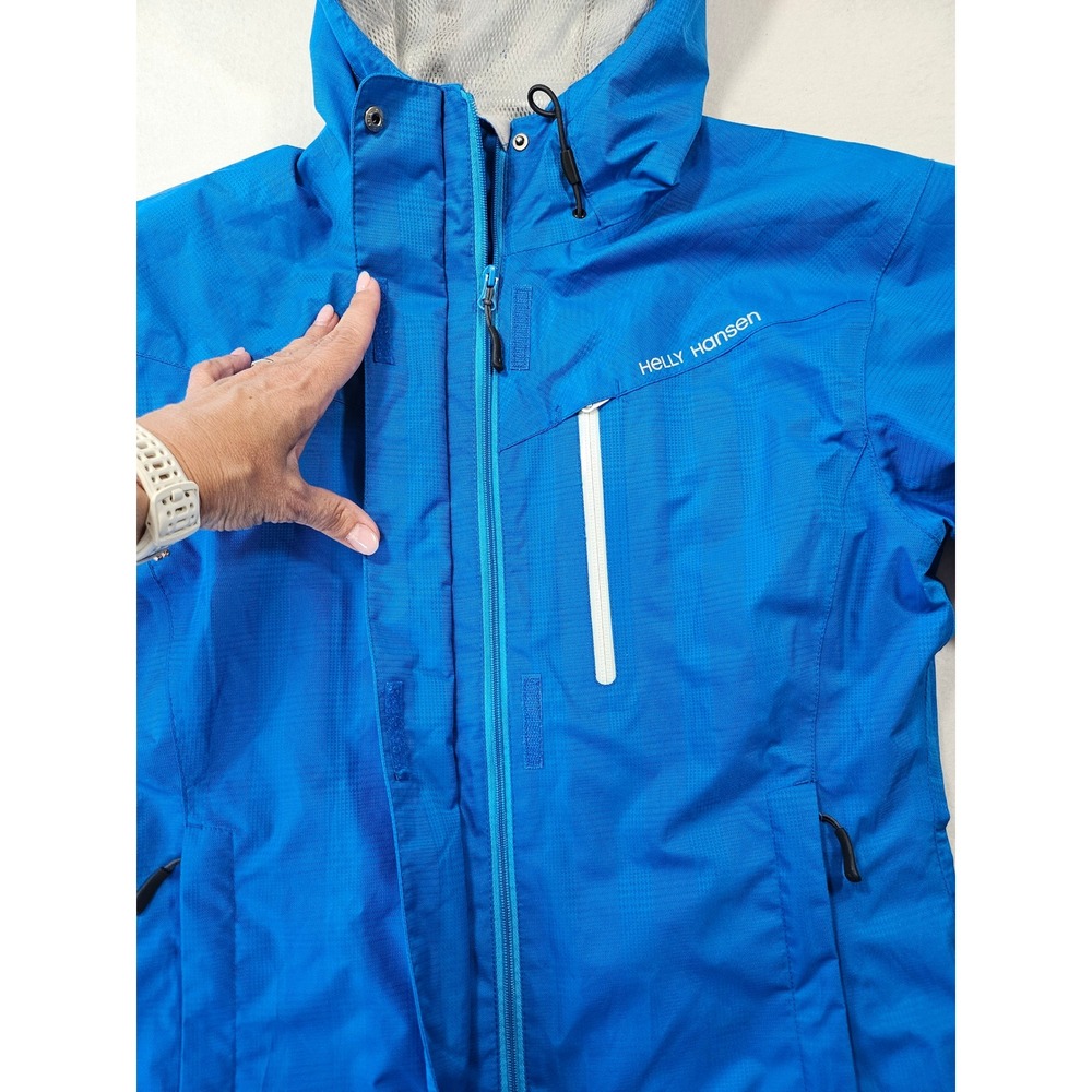 Helly Hansen Womens Helly Tech Protection Rain Jacket Blue Hooded Shell Size M - Picture 11 of 16